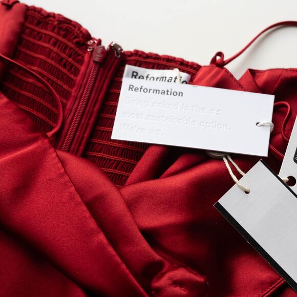 NWT REFORMATION Red Frankie Rosette Sleeveless Silk Maxi Dress Size 8 - Picture 7 of 8